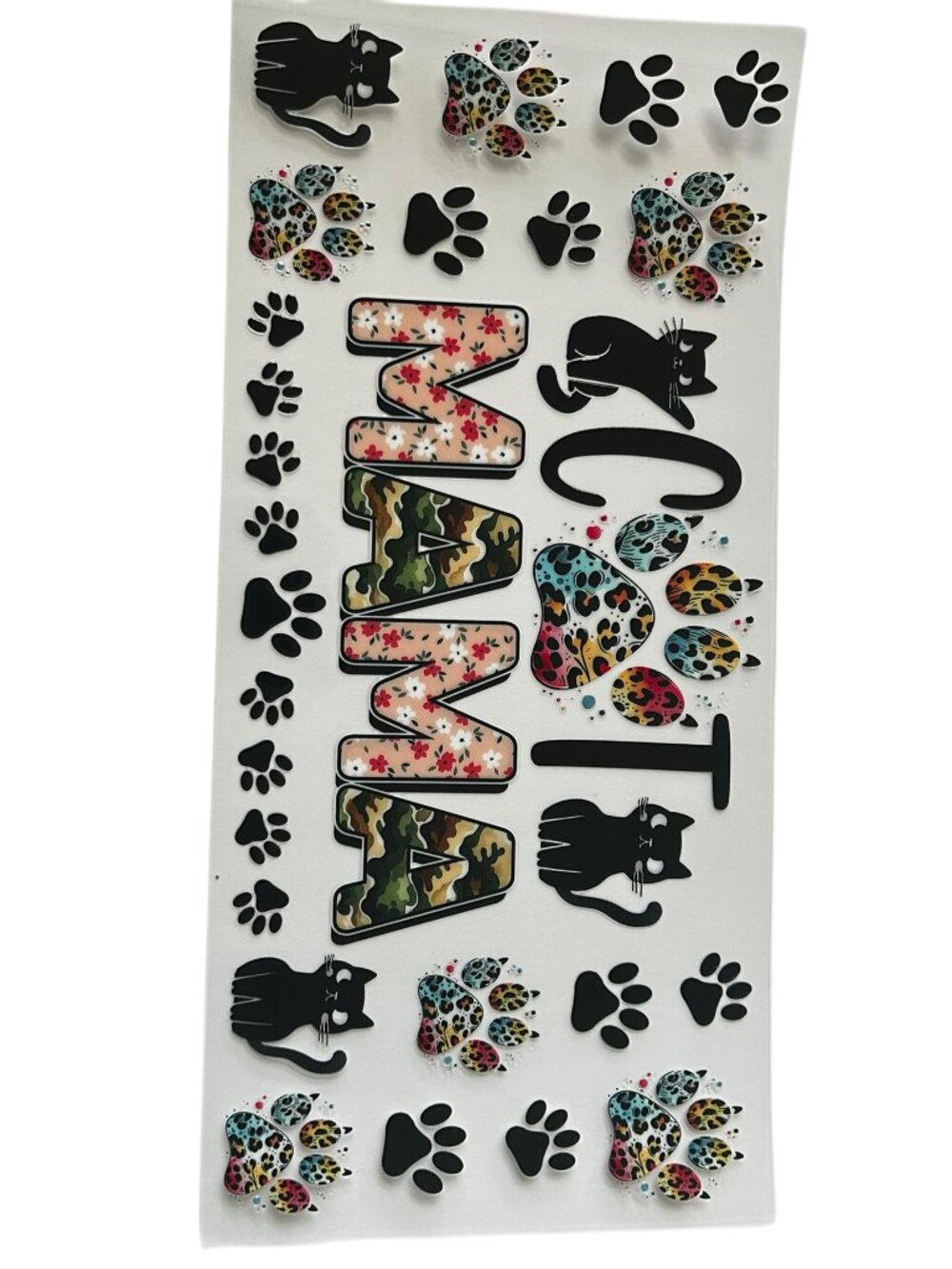 Cat Mama Cup Wrap | Leopard Paw Print Tumbler Wrap | Floral Camo Cat Lover Gift